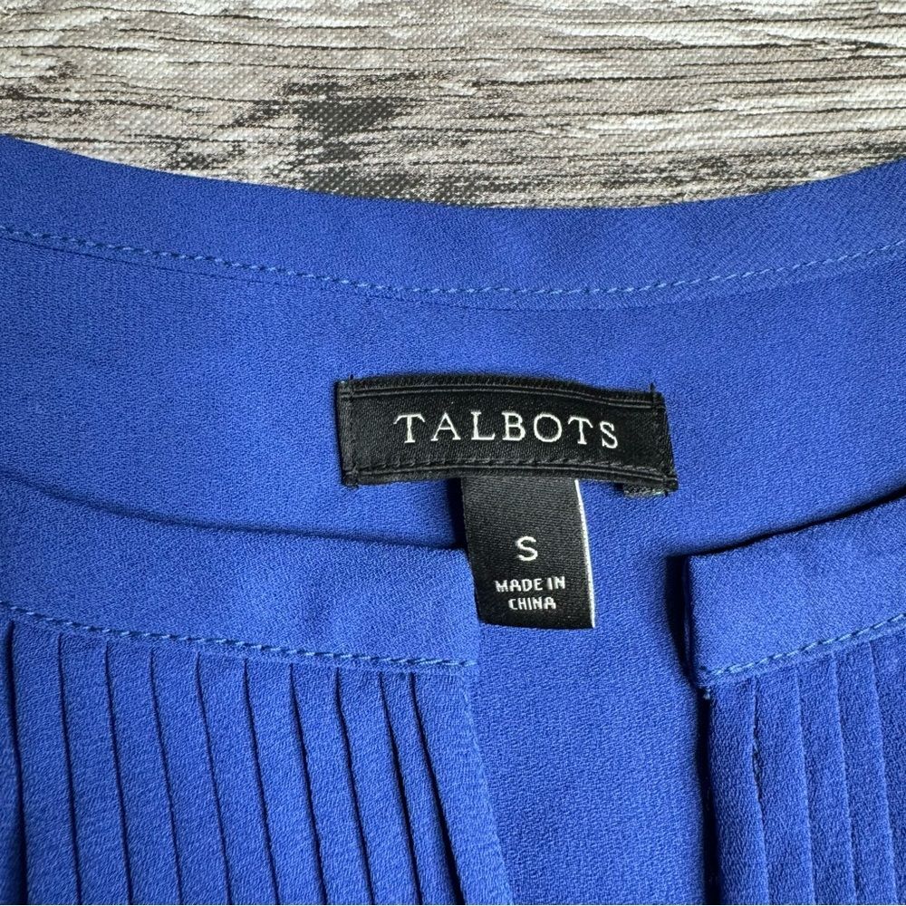 Talbots Women's Notched Long Sleeve Pullover Blouse Bright Royal Blue S SM Small - Picture 10 of 14